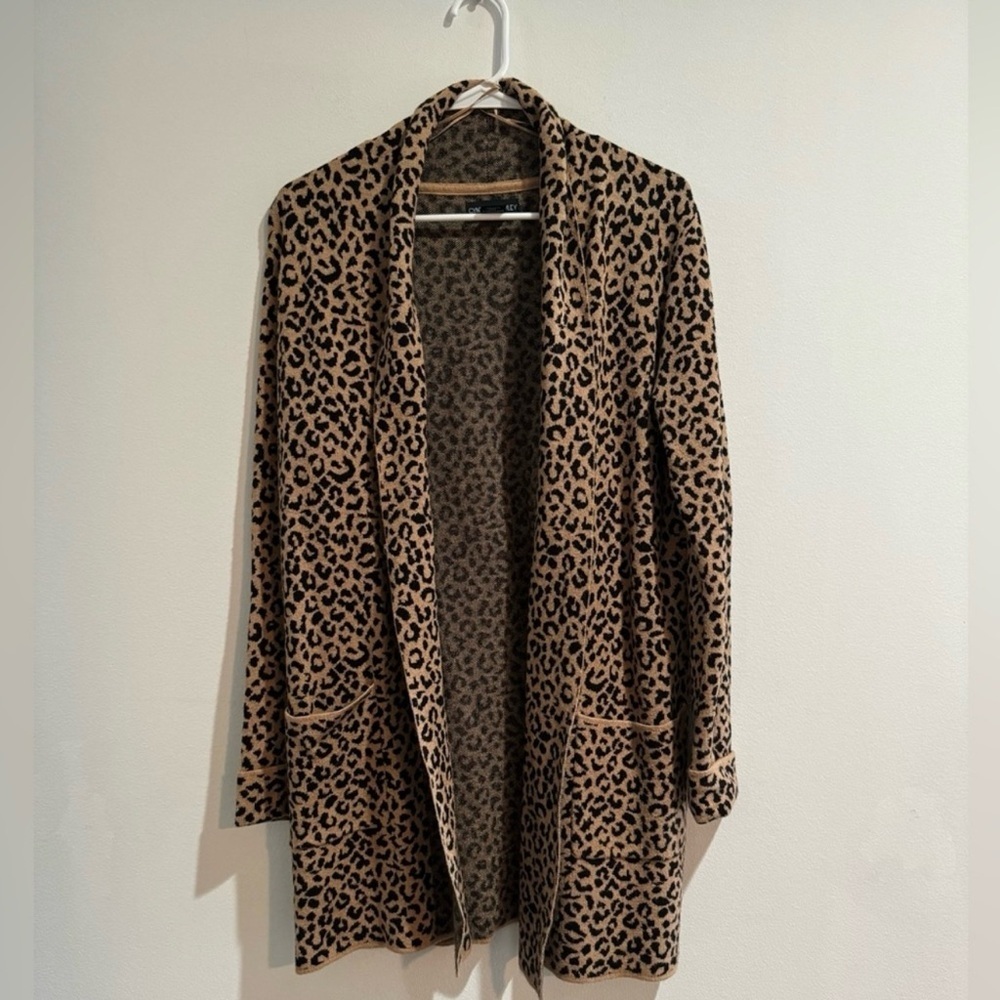 Cynthia Rowley Leopard Print Open Front Cardigan – Size Medium